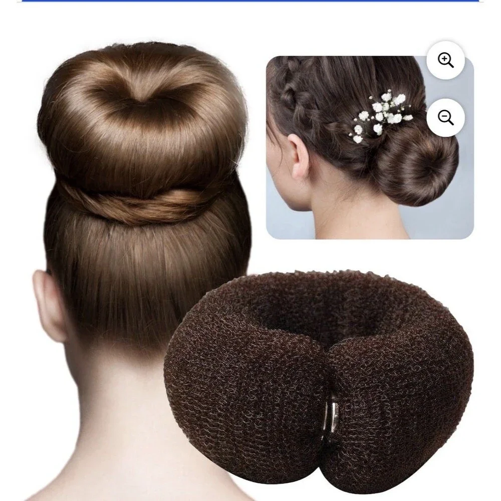 2pcs Mesh Bun Maker Hair Donut Classic Bun Styling Tool Snap Button Easy Updo